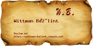 Wittman Bálint névjegykártya